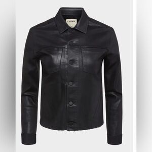 L'AGENCE women’s Black Leather Shirt Jacket